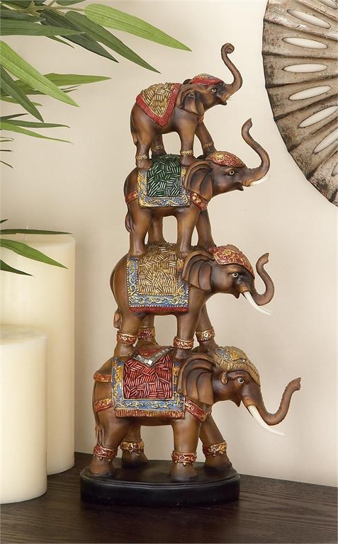 Brown polystone Elephant Sculpture