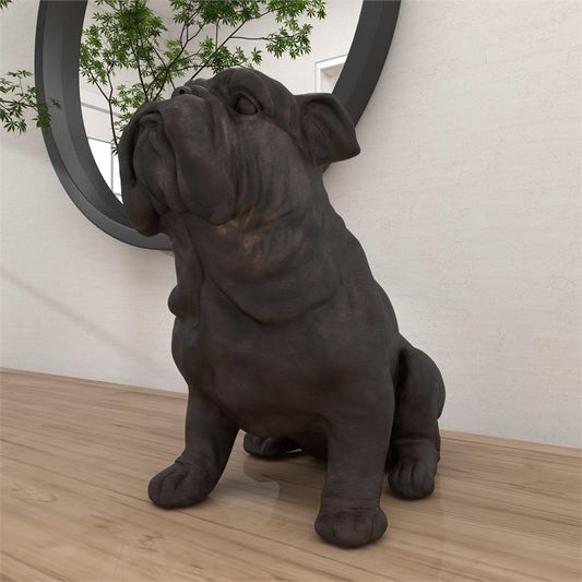 Black Polystone bulldog Sculpture 17x9x13