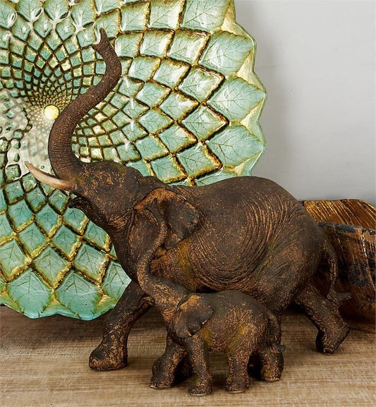 Brown Polystone Elephant Sculpture