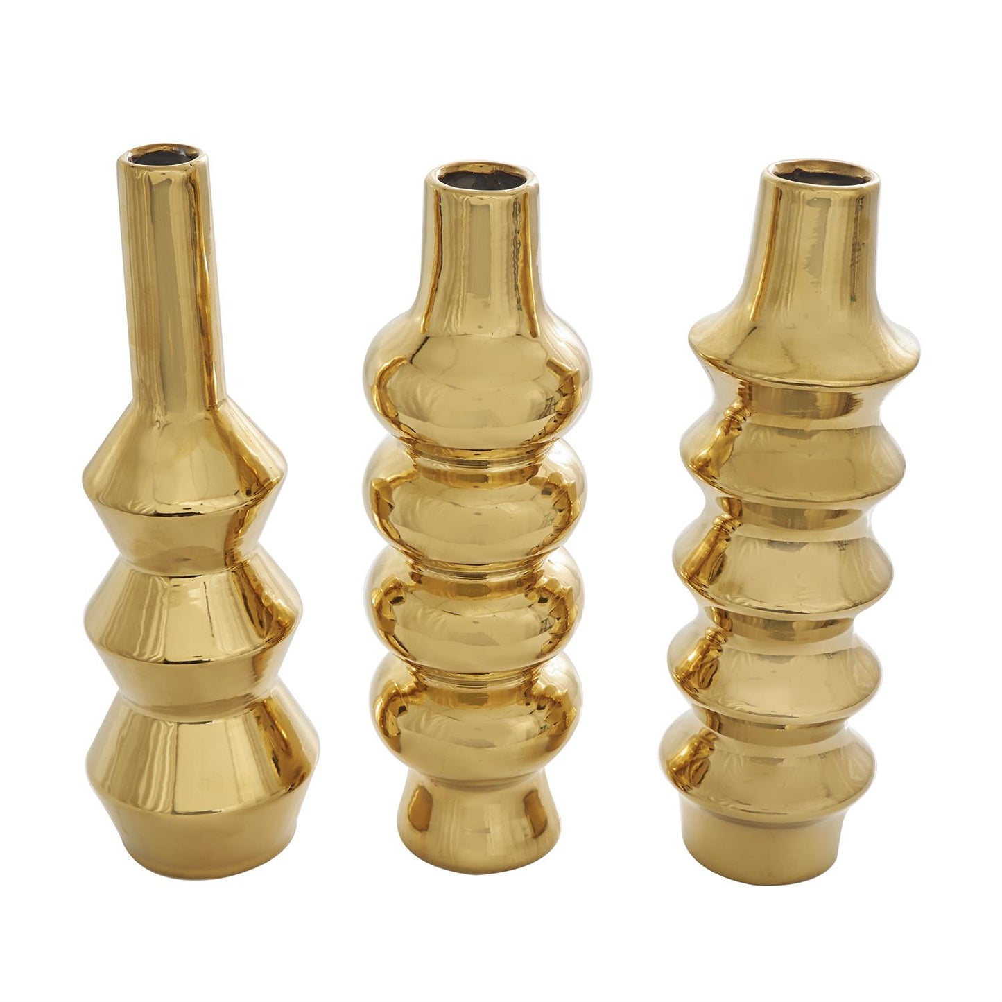 Gold ceramic Abstract Bubble inspired Vase set of 3