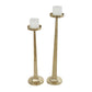 Gold Aluminum Metal Tall Hammered Candle Holder, Set of 2