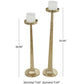 Gold Aluminum Metal Tall Hammered Candle Holder, Set of 2