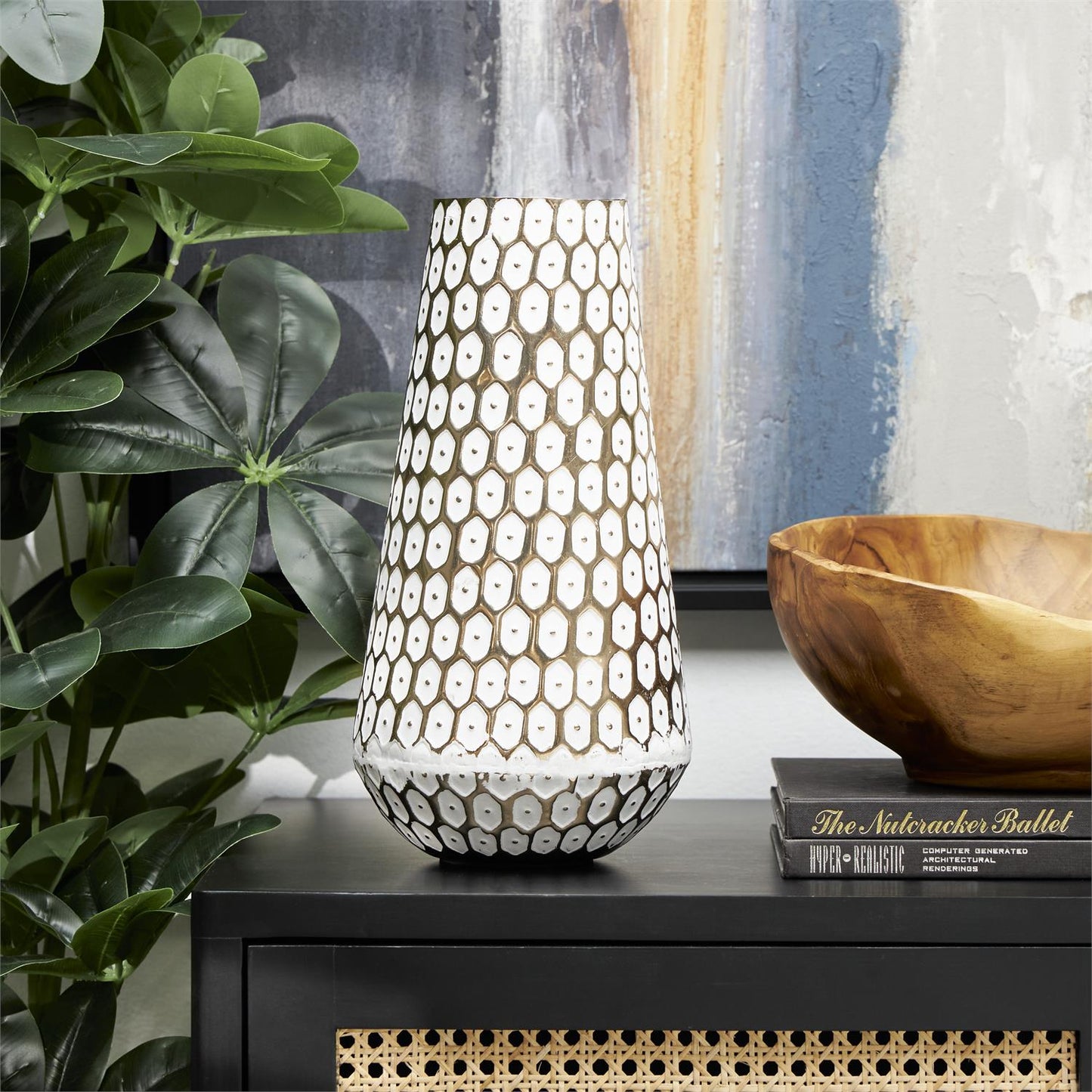 Gold Metal Geometric Dot vase