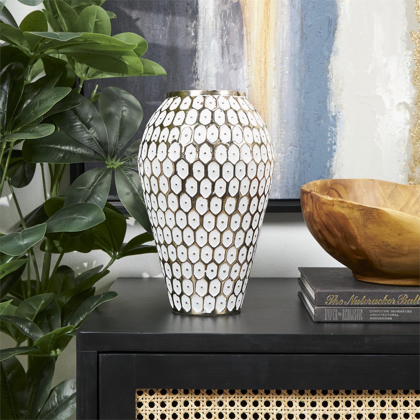 Gold Metal Geometric Dot vase