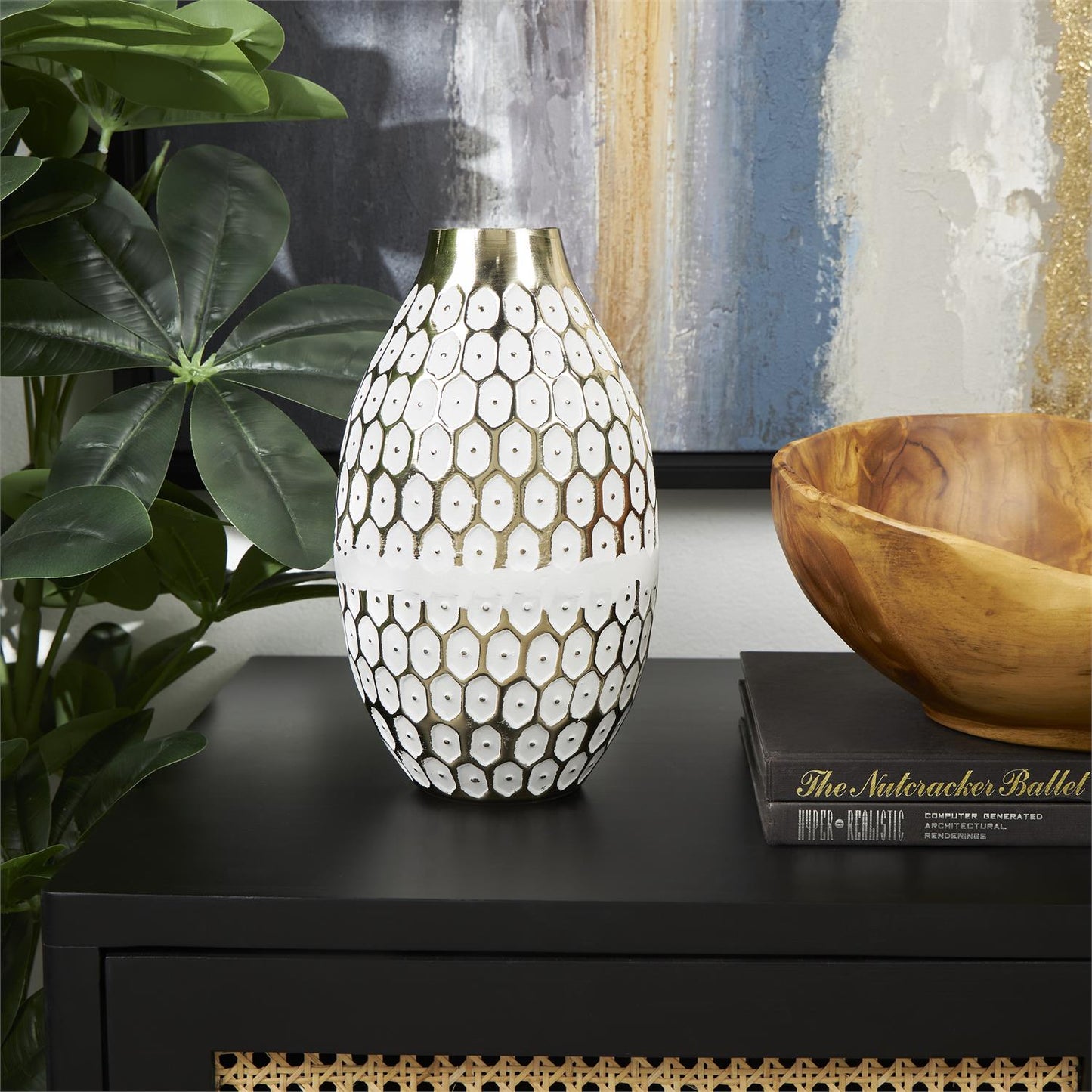 Gold Metal Geometric Dot vase