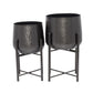 Cosmoliving by Cosmopolitan Black metal planter Set of 2