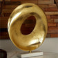 Gold Aluminum Geometric Sculpture with Marble Base