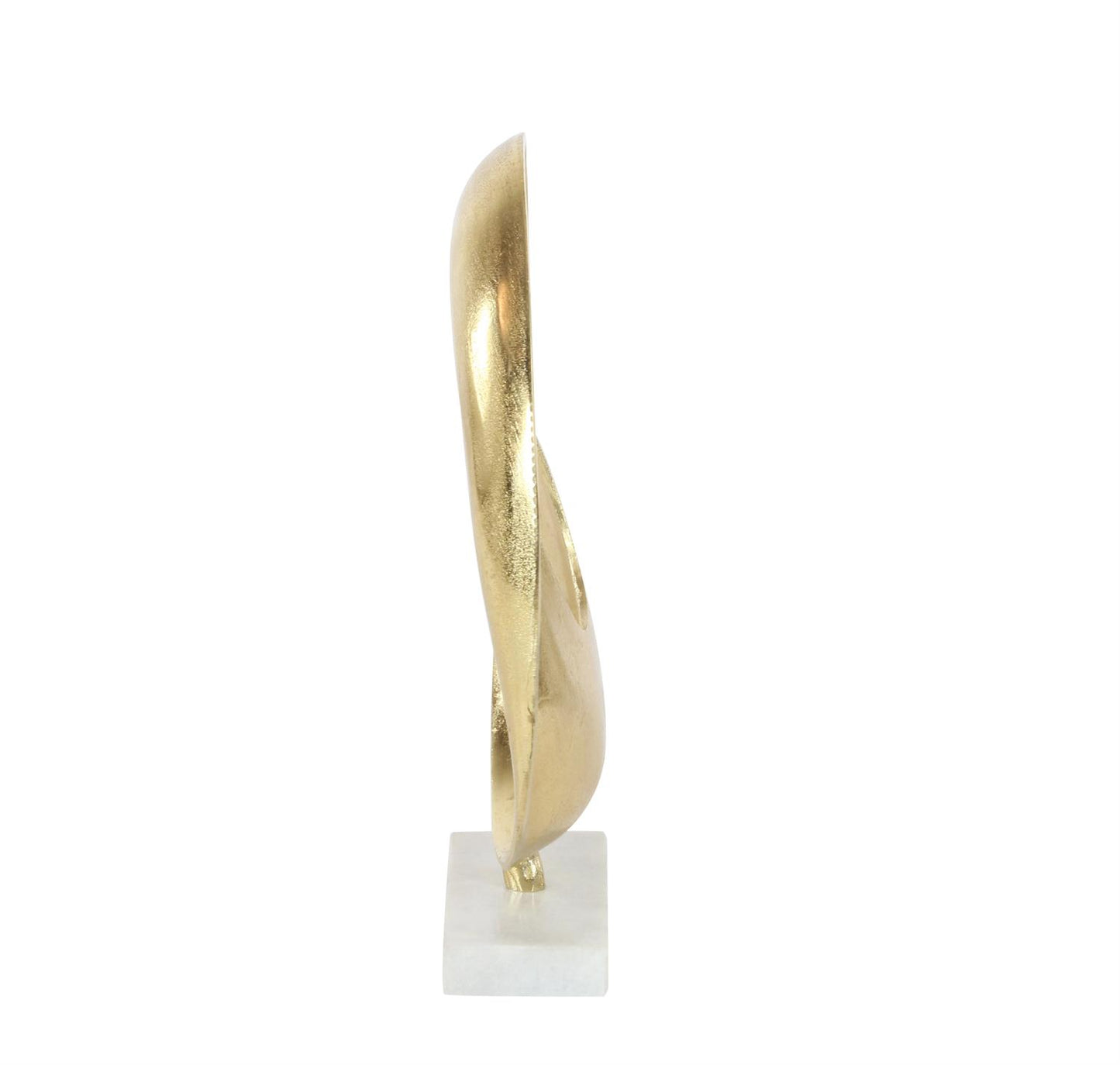 Gold Aluminum Geometric Sculpture with Marble Base