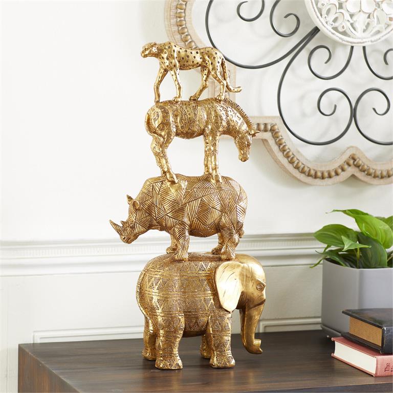 Gold Safari Resin Sculpture 10"W,15"H