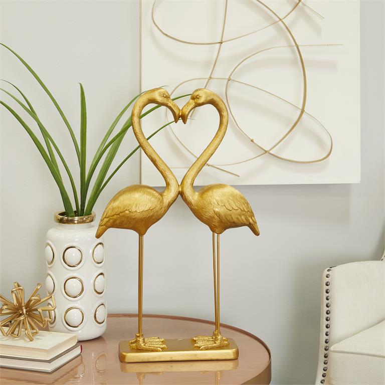 Gold Resin Flamingo Sculpture