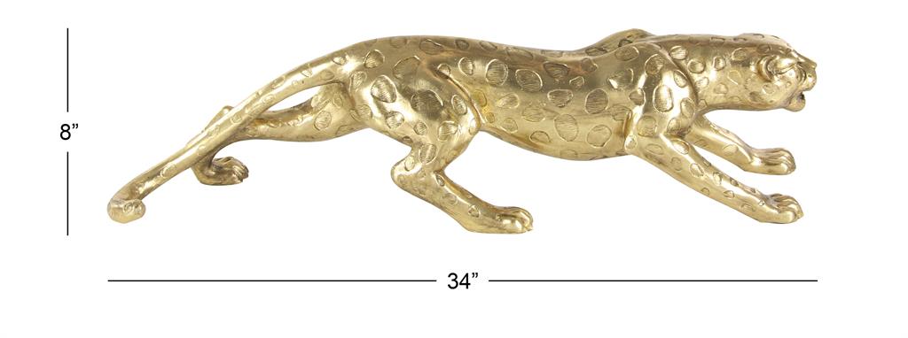 Gold  Polystone Leopard Sculpture