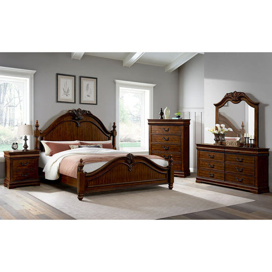 Northridge Cherry Queen Set-Dresser, Mirror, Nightstand & Q-Bed