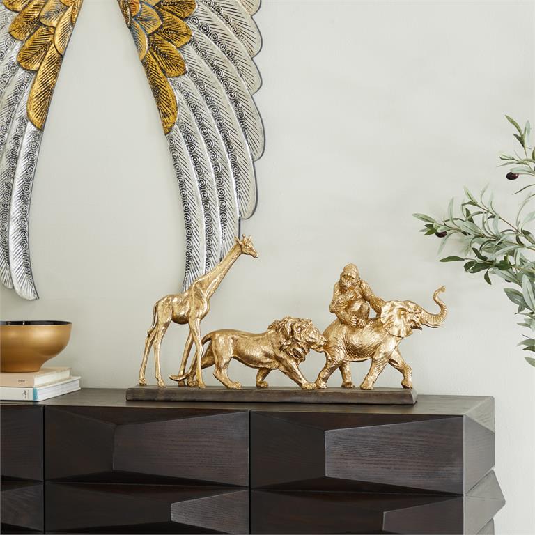 Gold Polystone Safari Animals