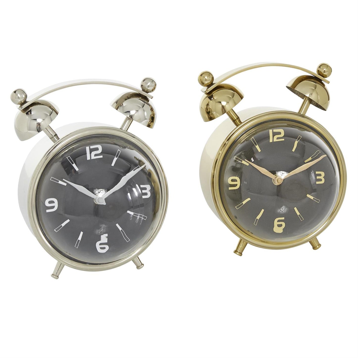 Gold Colored Stainless Steel and Aluminum Contemporary Clock