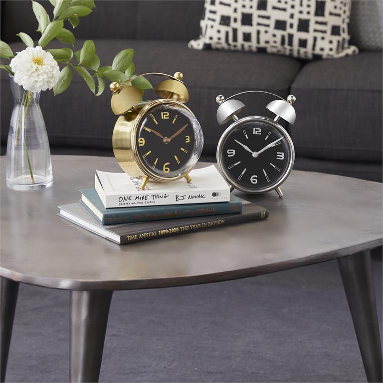 Gold Colored Stainless Steel and Aluminum Contemporary Clock