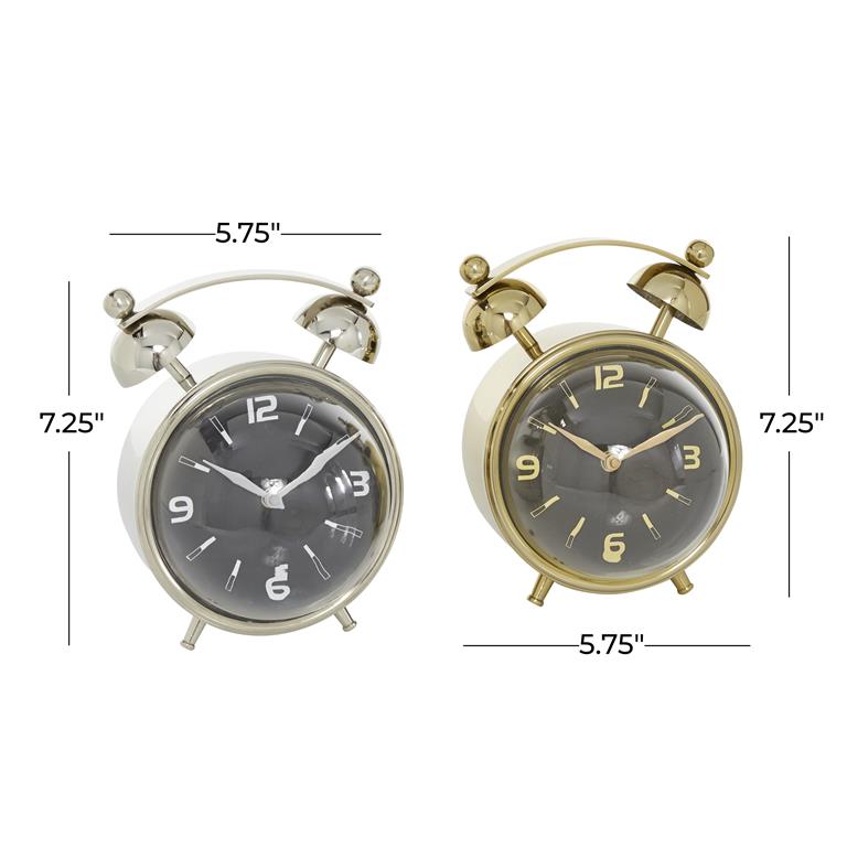 Gold Colored Stainless Steel and Aluminum Contemporary Clock