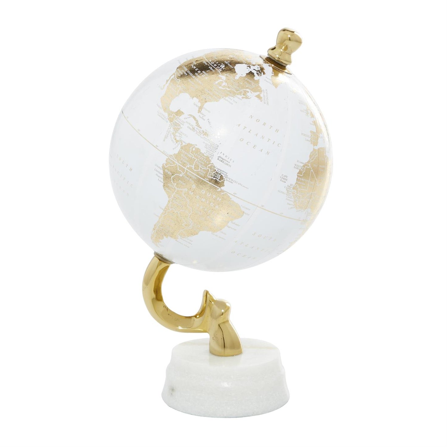 Gold Aluminum Metal Globe with Marble Base