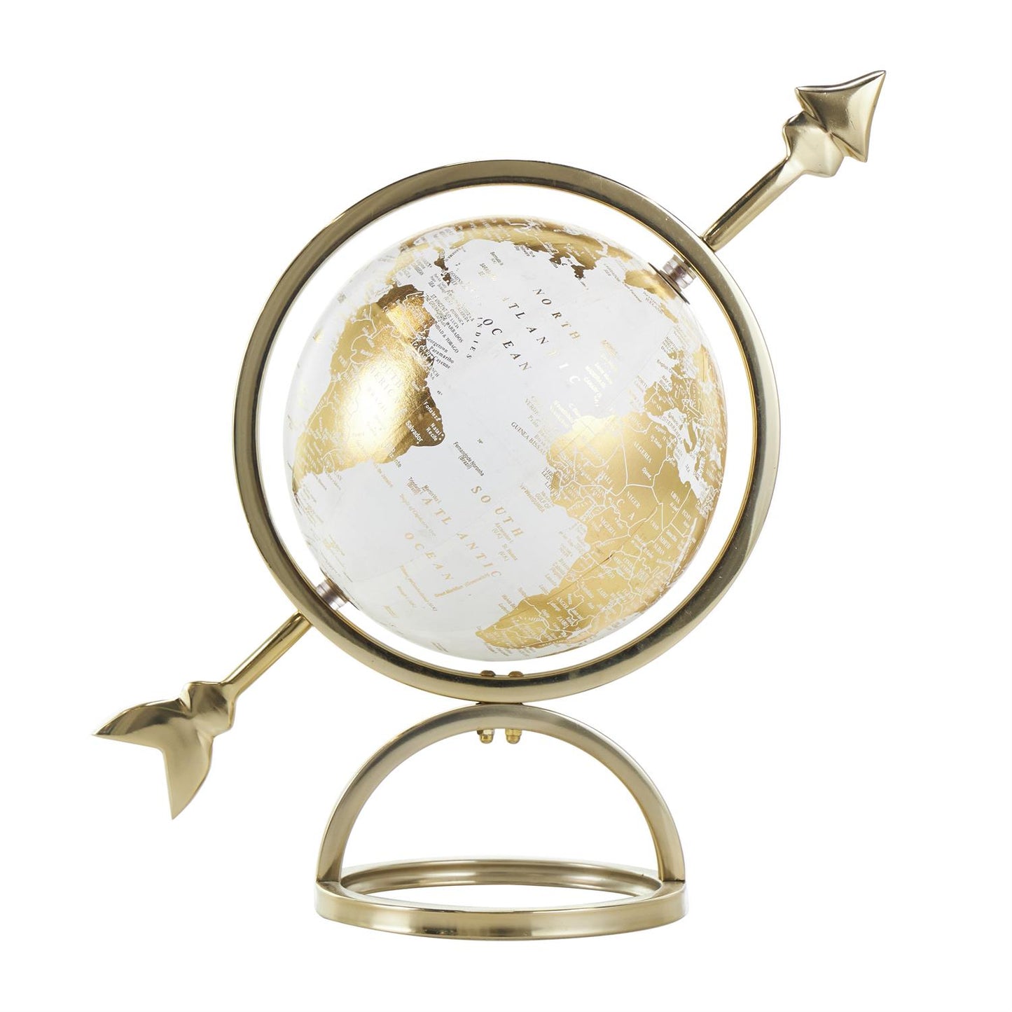 Gold Aluminum Globe with Center 14"x7"x15"