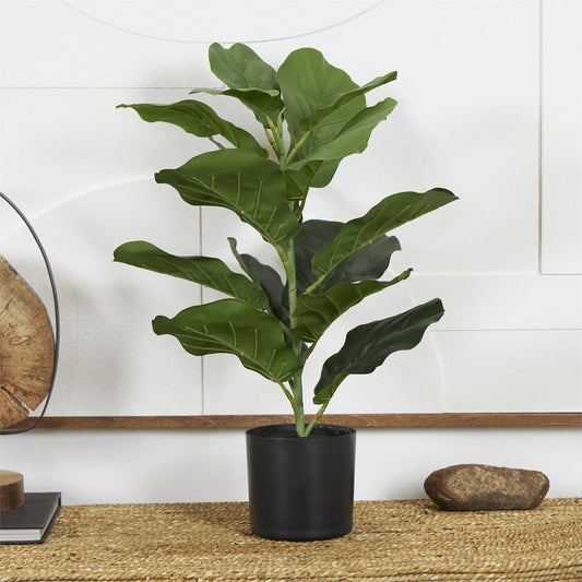 Green Faux Foliage  fiddle Leaf Artificial Plant