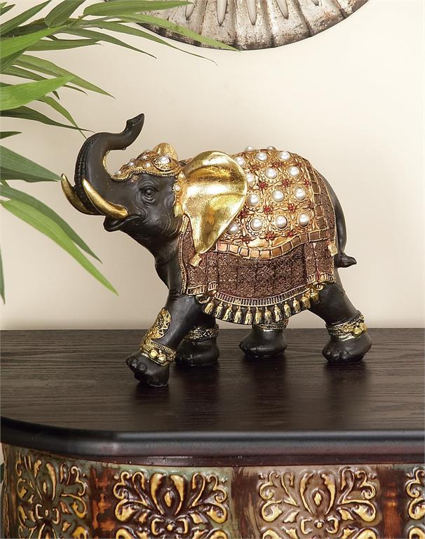 Brown  Polystone Elephant Sculpture