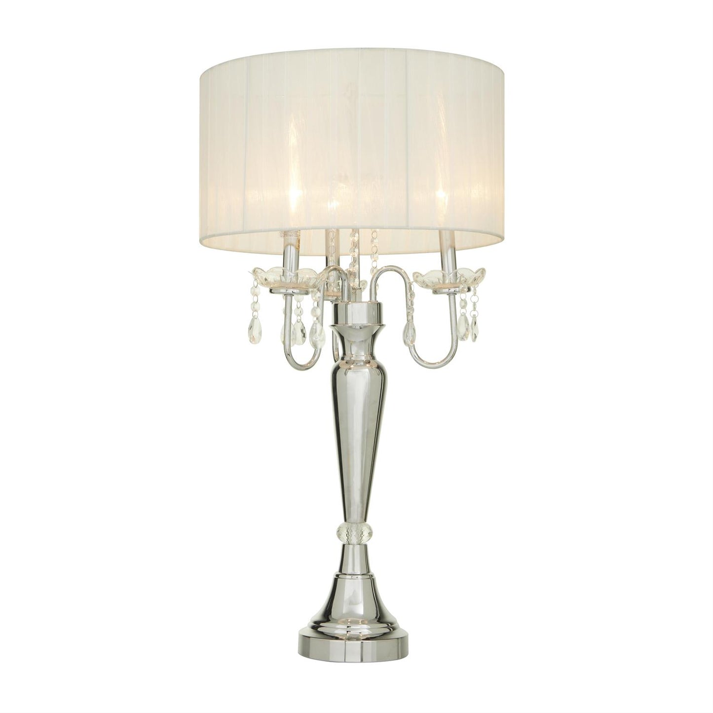 Silver Metal Table Lamp, 16" x 16" x 31"