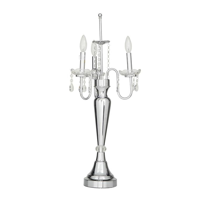 Silver Metal Table Lamp, 16" x 16" x 31"