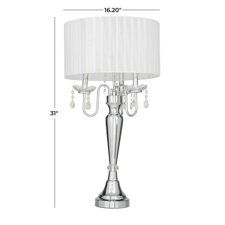 Silver Metal Table Lamp, 16" x 16" x 31"