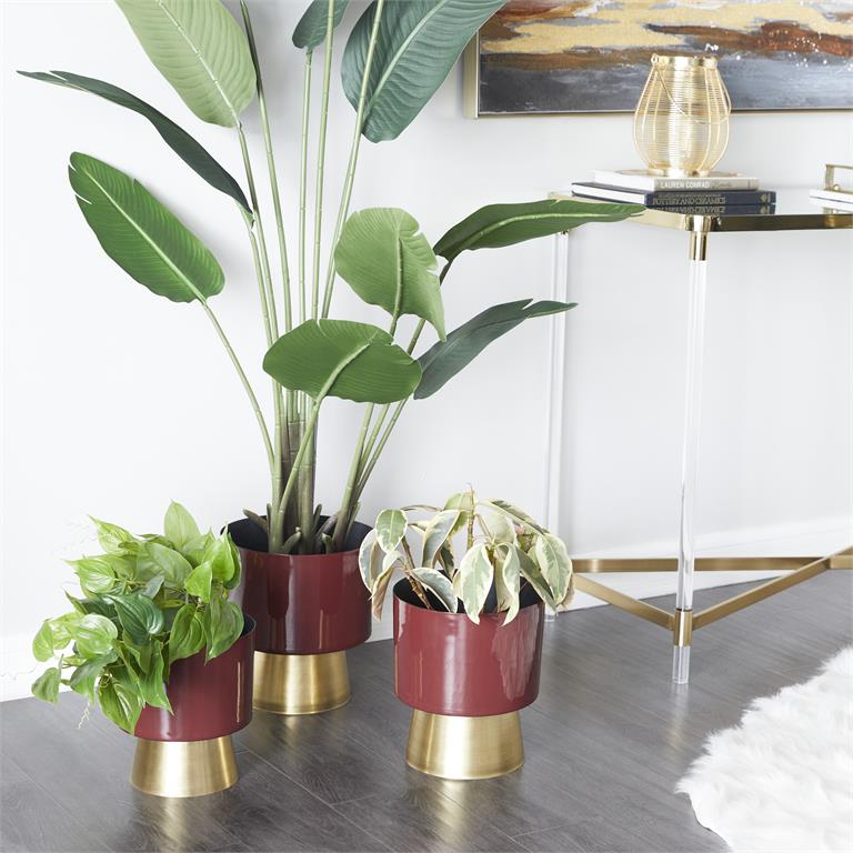 Red Metal Planter set of 3