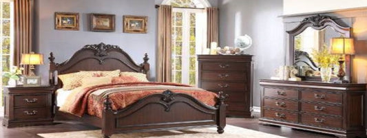 Northridge Cherry King Set-Dresser, Mirror, Nightstand & K-Bed