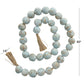 Teal Ceramic Handmade Round Intricately Shaped Large Distressed Beaded Garland with Tassel