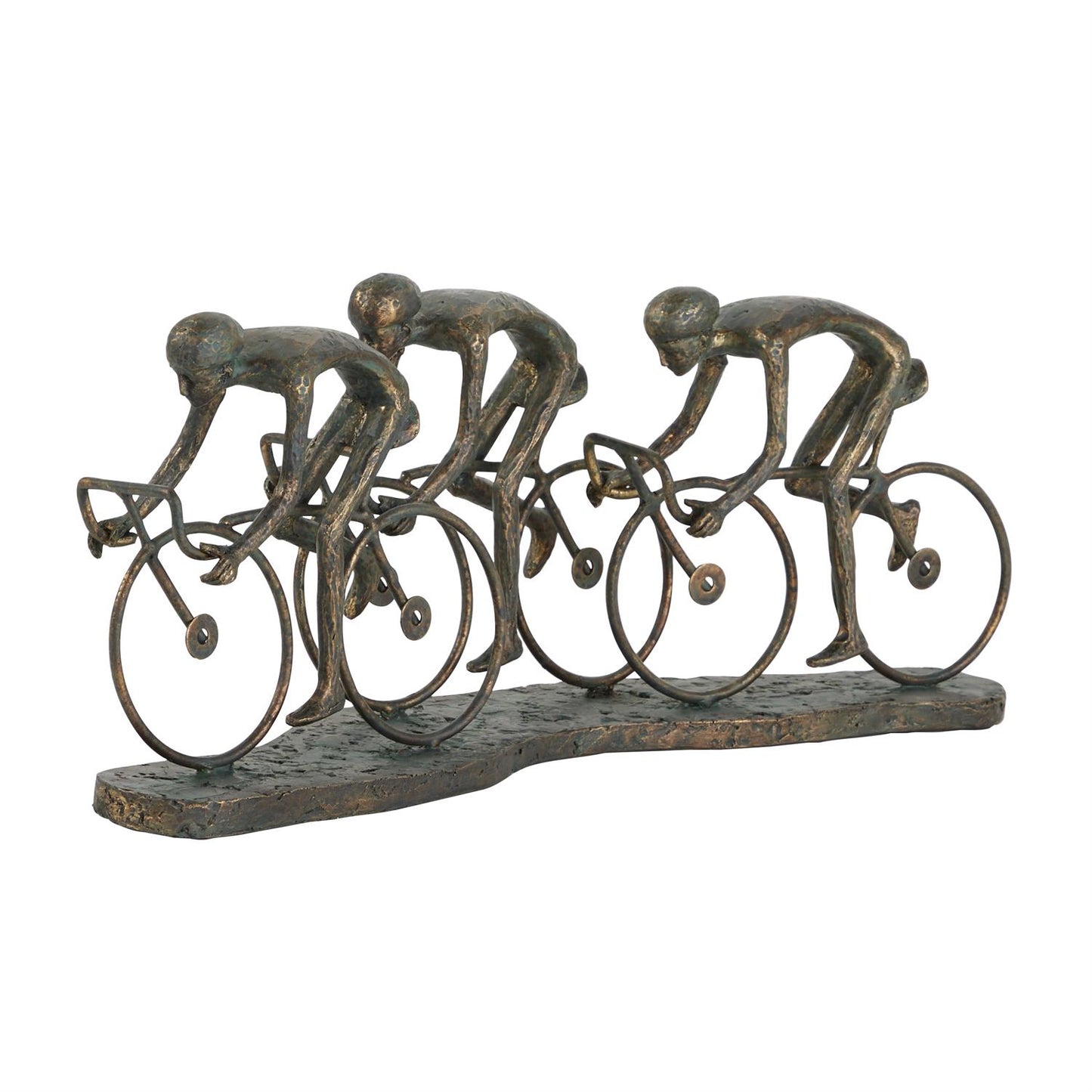 Bronze Polystone People Sculpture with Bike