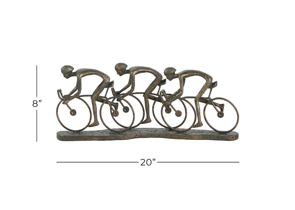 Bronze Polystone People Sculpture with Bike