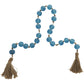 Teal Glass Handmade Round Frosted Beaded Garland with Tassel with Knotted Brown Jute