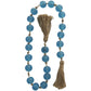 Teal Glass Handmade Round Frosted Beaded Garland with Tassel with Knotted Brown Jute