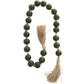 Green Glass Handmade Round Beaded Garland with Tassel with Knotted Brown Jute