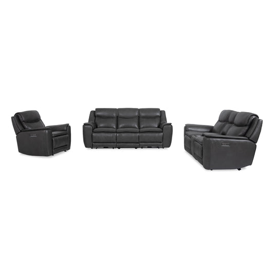 Top Grain Leather Match Softee Charcoal Power Zero Gravity Reclining  Sofa And Loveseat w/ Wireless Charging