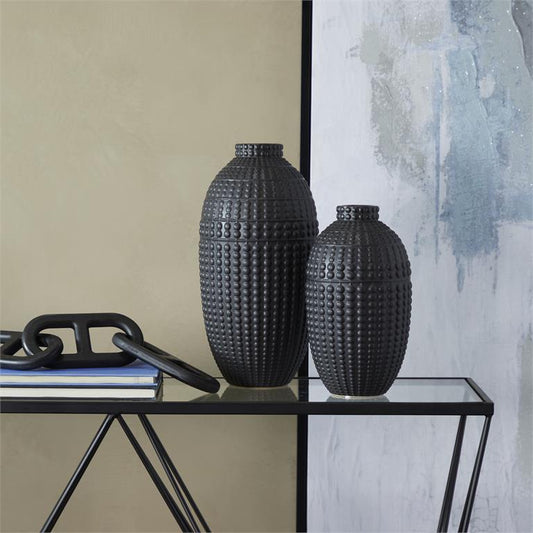 Black Ceramic Vase set of 2 16",12"H