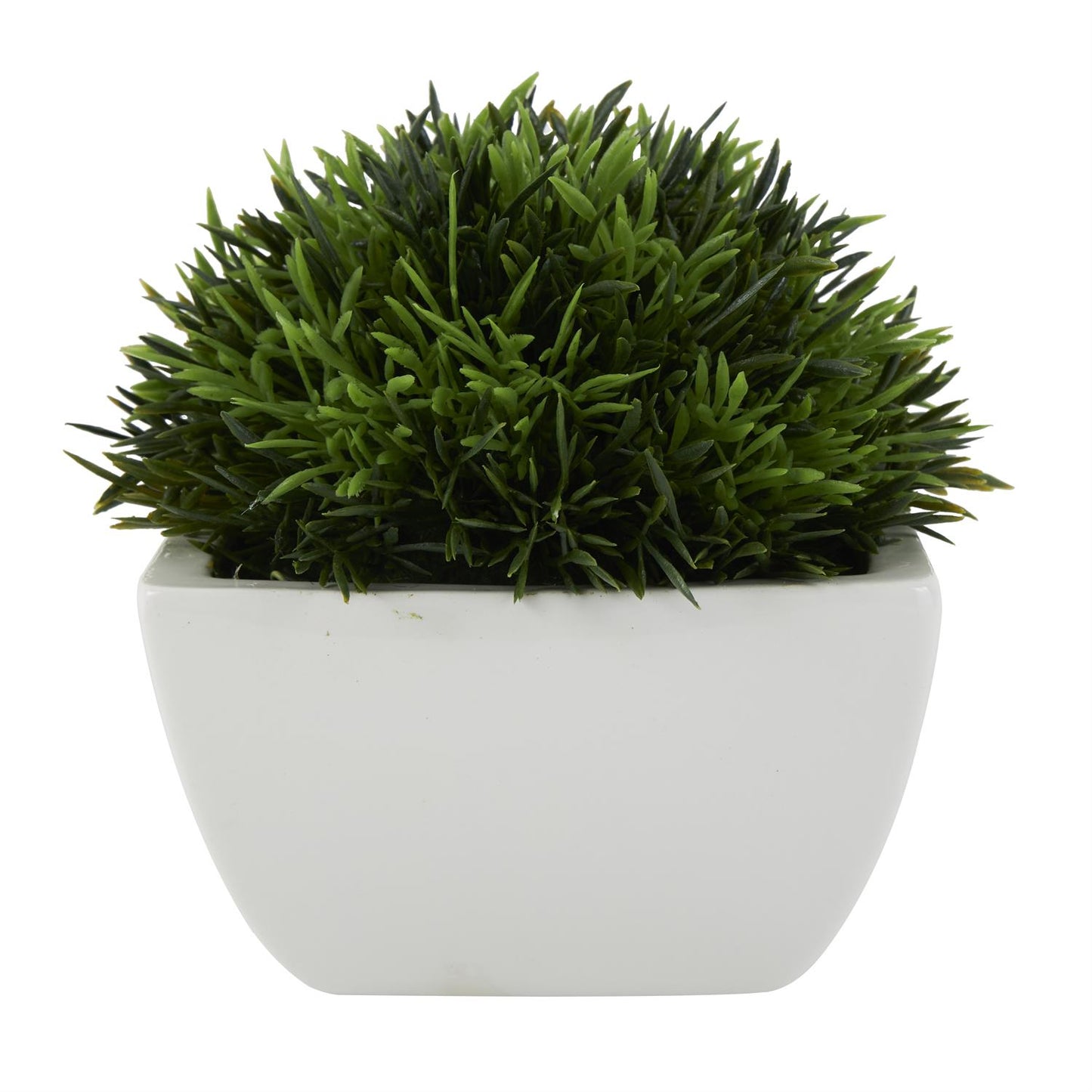 Green Faux Foliage Artificial Plant with White Ceramic Pot