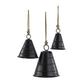 Black Metal Tibetan Inspired Decorative Cow Bells with Jute Hanging Rope, Set of 3