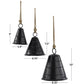 Black Metal Tibetan Inspired Decorative Cow Bells with Jute Hanging Rope, Set of 3