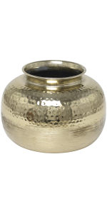 Gold Aluminum Brushed Vase with Hammered Top 10"