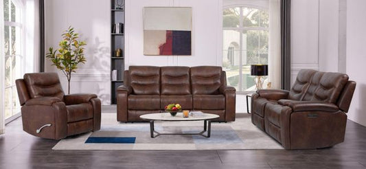 Top Grain Leather Match Brazil Cognac Light Brown Power Reclining Sofa And Love