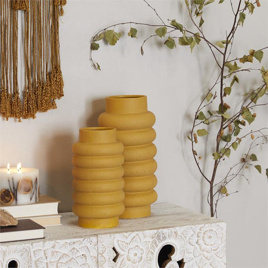 Ceramic Vase Yellow set of 2  16",12"H