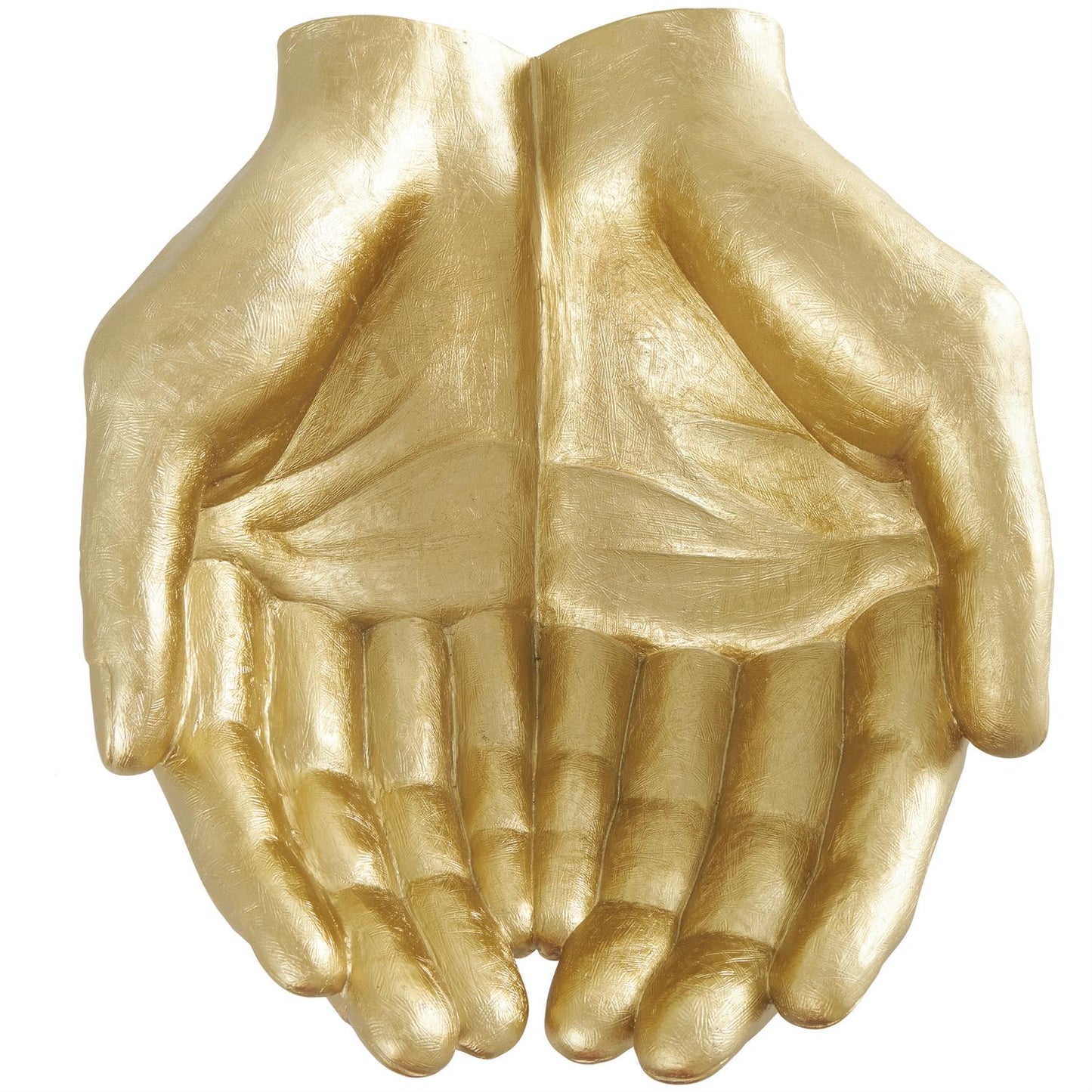 Gold Polystone Hands Open Sculpture