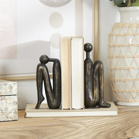 The Novogratz Bronze Polystone People Bookends, Set of 2