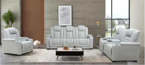 Top Grain Leather Match Cosmo Fog Zero Gravity Power Reclining Sofa