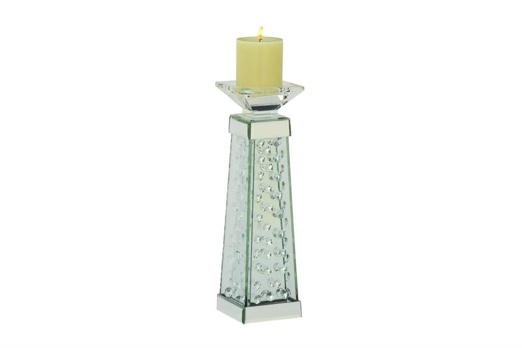 Glass Mirrored Crystal Candle Holder