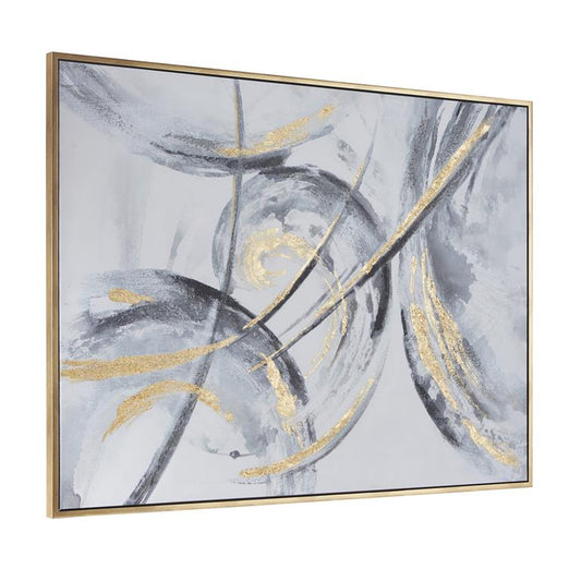 Gold Canvas Abstract Framed Wall Art with Gold Frame