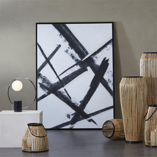 Black Canvas Abstract Framed Wall Art with Black Frame
