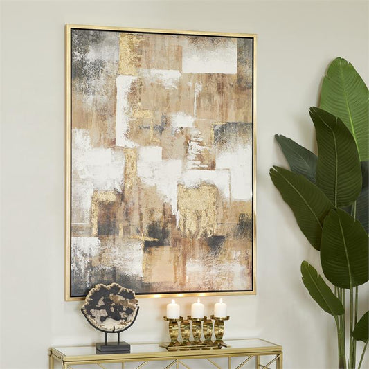 Cosmoliving by Cosmopolitan Gold Canvas Abstract